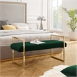 Posh Living Makynlee Velvet Bench Hunter Green/Gold