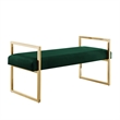 Posh Living Makynlee Velvet Bench Hunter Green/Gold