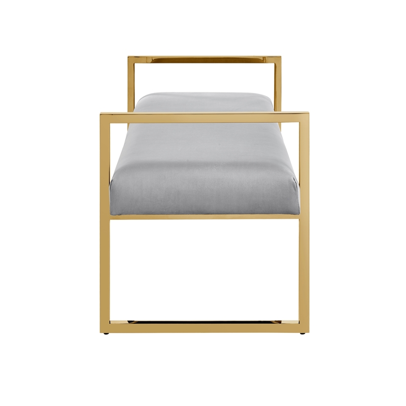 Posh Living Makynlee Velvet Bench Grey/Gold