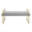 Posh Living Makynlee Velvet Bench Grey/Gold