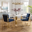 Posh Living Makynlee Velvet Dining Chair with Arm Navy/Gold