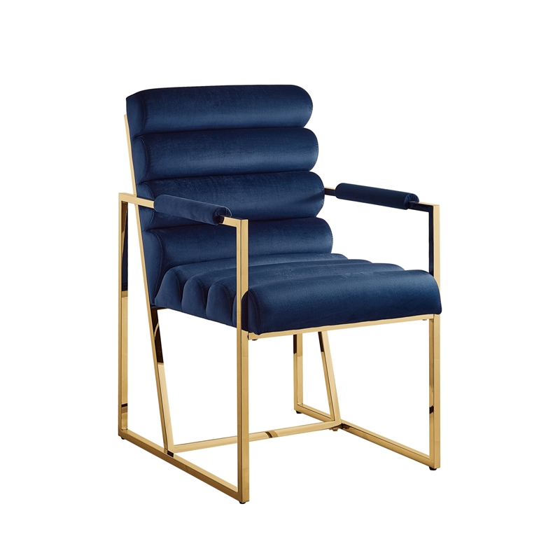 Posh Living Makynlee Velvet Dining Chair with Arm Navy/Gold