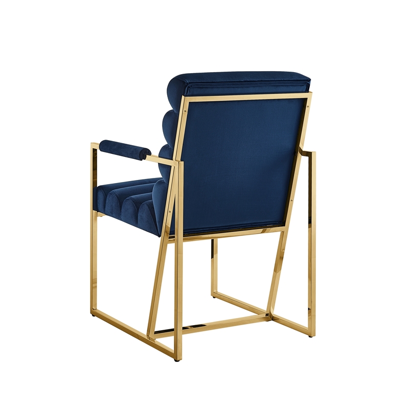 Posh Living Makynlee Velvet Dining Chair with Arm Navy/Gold