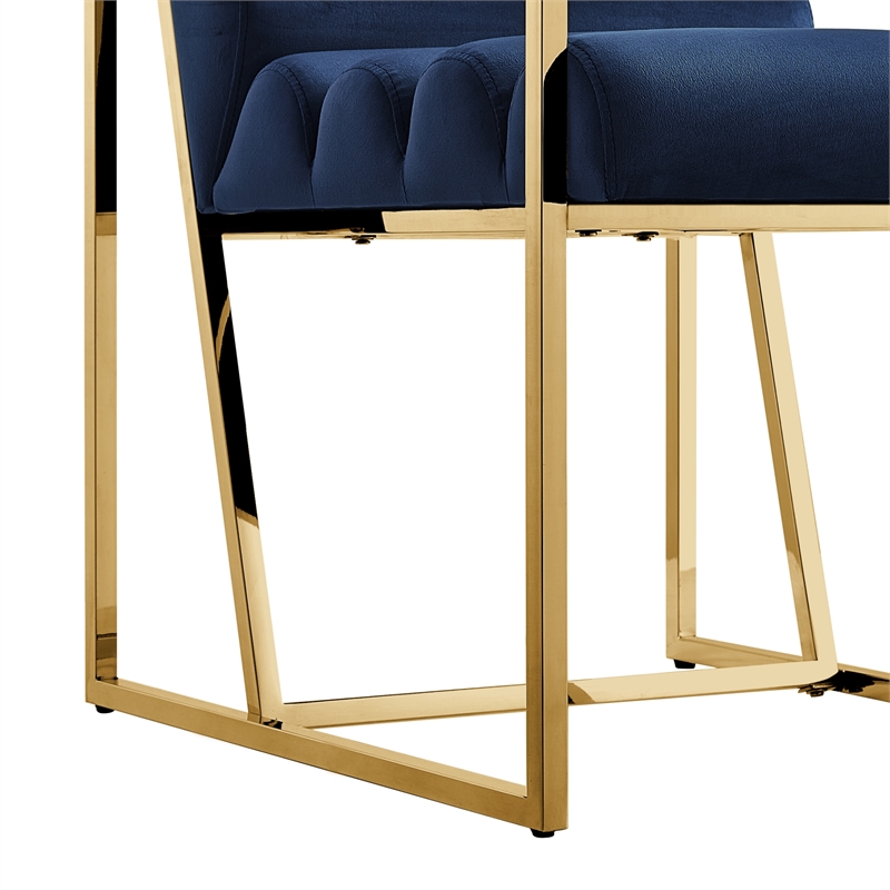 Posh Living Makynlee Velvet Dining Chair with Arm Navy/Gold