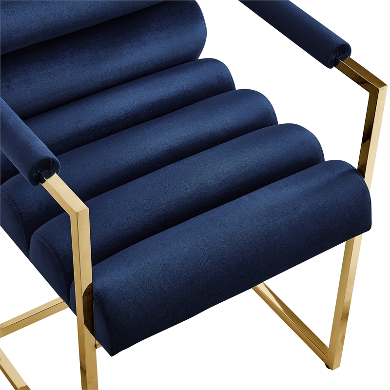 Posh Living Makynlee Velvet Dining Chair with Arm Navy/Gold
