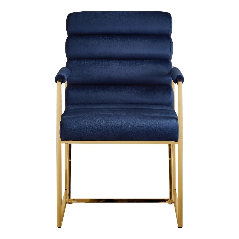 Posh Living Makynlee Velvet Dining Chair with Arm Navy/Gold