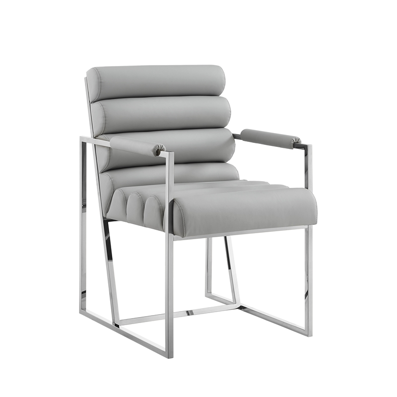 Posh Living Makynlee PU Leather Dining Chair with Arm Grey/Chrome