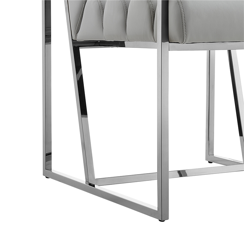 Posh Living Makynlee PU Leather Dining Chair with Arm Grey/Chrome