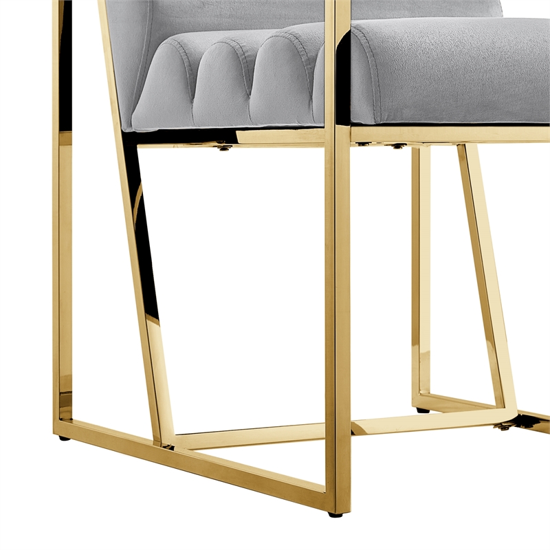 Posh Living Makynlee Velvet Dining Chair with Arm Grey/Gold