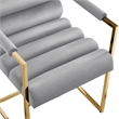 Posh Living Makynlee Velvet Dining Chair with Arm Grey/Gold