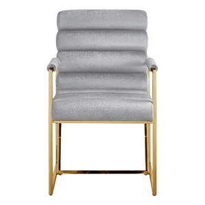 Posh Living Makynlee Velvet Dining Chair with Arm Grey/Gold