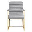 Posh Living Makynlee Velvet Dining Chair with Arm Grey/Gold