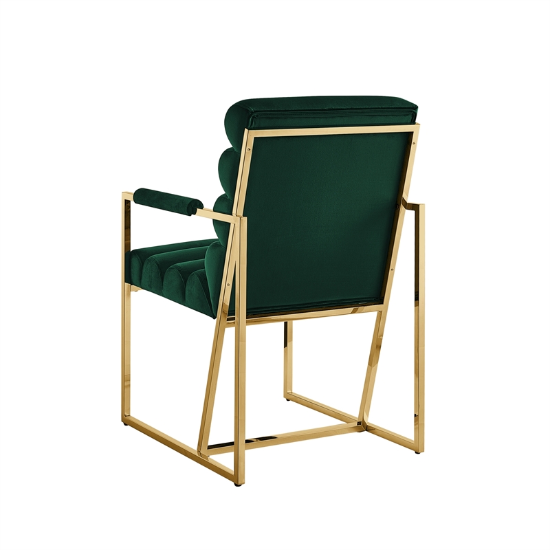 Posh Living Makynlee Velvet Dining Chair with Arm Hunter Green/Gold