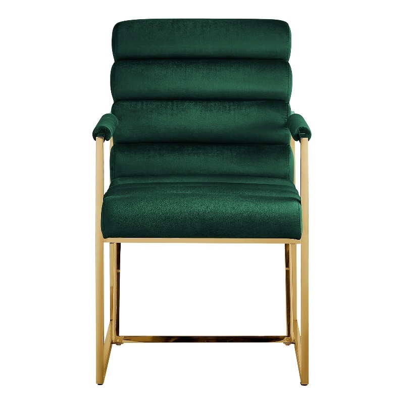 Posh Living Makynlee Velvet Dining Chair with Arm Hunter Green/Gold