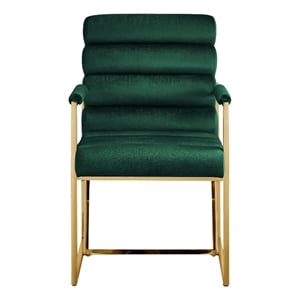 Posh Living Makynlee Velvet Dining Chair with Arm Hunter Green/Gold