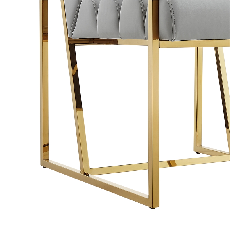 Posh Living Makynlee PU Leather Dining Chair with Arm Grey/Gold