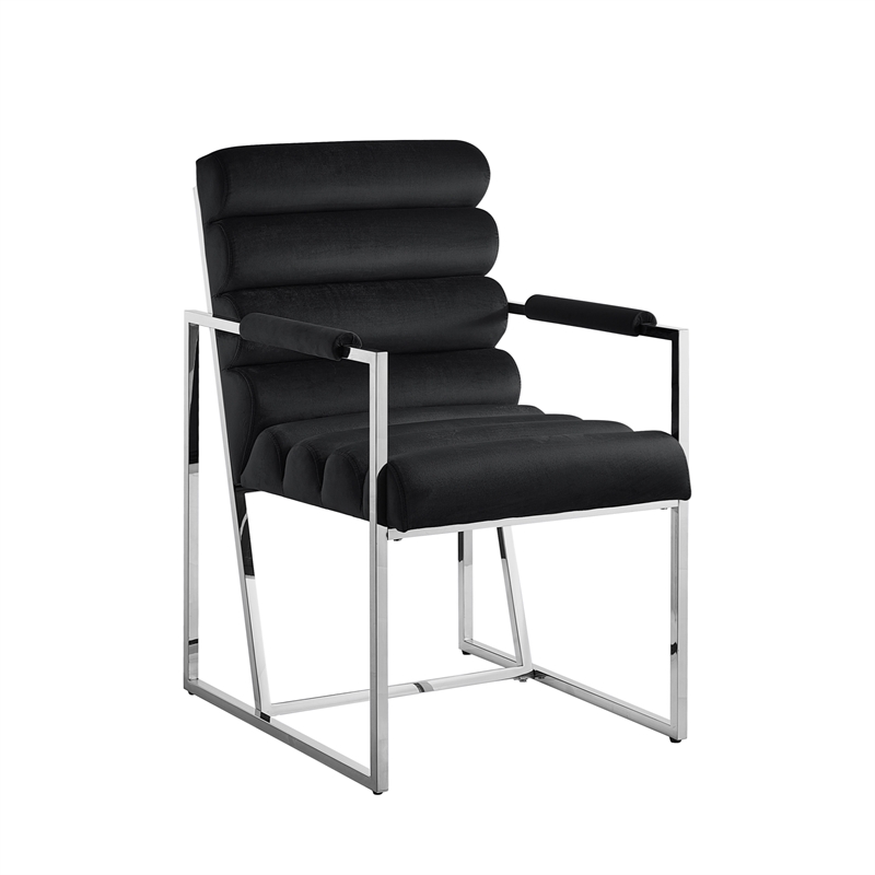 Posh Living Makynlee Velvet Dining Chair with Arm Black/Chrome