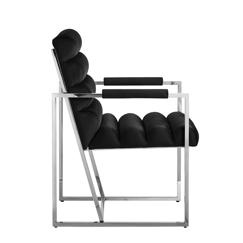 Posh Living Makynlee Velvet Dining Chair with Arm Black/Chrome