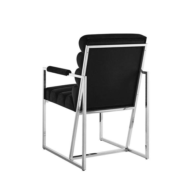 Posh Living Makynlee Velvet Dining Chair with Arm Black/Chrome