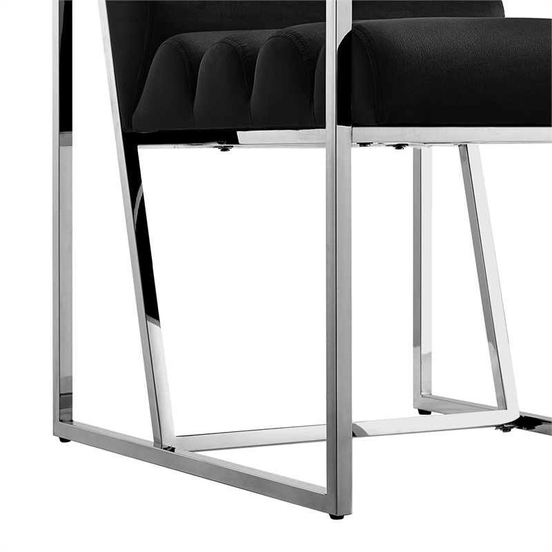 Posh Living Makynlee Velvet Dining Chair with Arm Black/Chrome