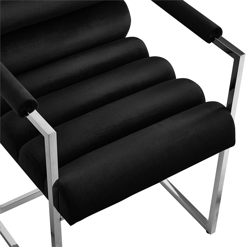 Posh Living Makynlee Velvet Dining Chair with Arm Black/Chrome
