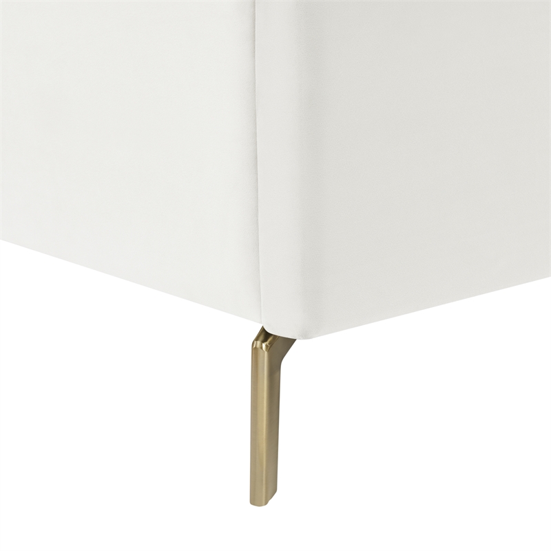 Posh Living Kaeson Upholstered Velvet & Wood Twin XL Platform Bed in Cream White