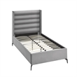 Posh Living Kaeson Upholstered Velvet & Wood Full Platform Bed in Light Gray