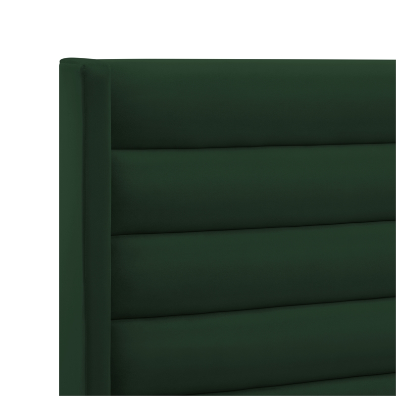 Posh Living Kaeson Upholstered Velvet & Wood King Platform Bed in Green
