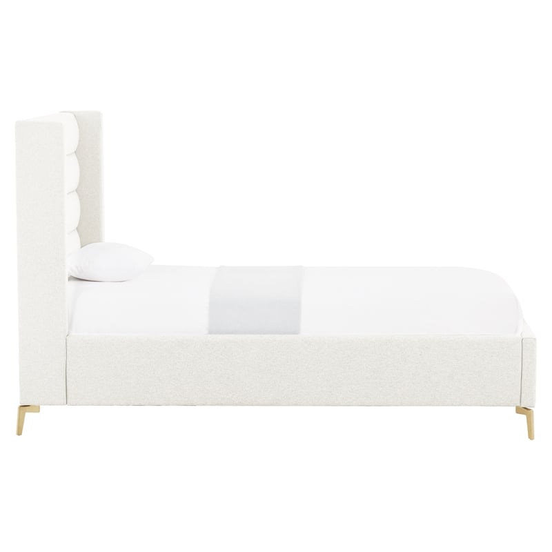 Posh Living Kaeson Upholstered Linen & Wood Twin XL Platform Bed in Light Beige
