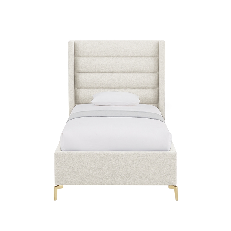 Posh Living Kaeson Linen Full Size Platform Bed Light Beige