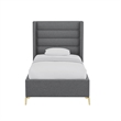 Posh Living Kaeson Upholstered Linen & Wood Full Platform Bed in Gray