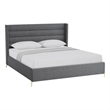 Posh Living Kaeson Upholstered Linen & Wood King Platform Bed in Gray