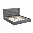 Posh Living Kaeson Upholstered Linen & Wood Queen Platform Bed in Gray