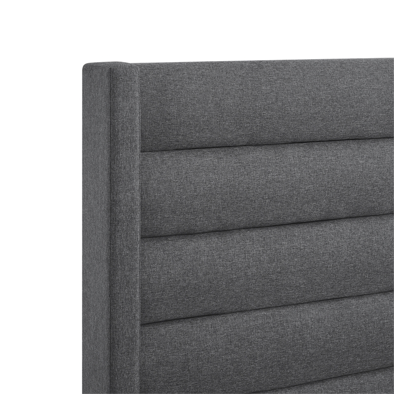 Posh Living Kaeson Upholstered Linen & Wood Queen Platform Bed in Gray