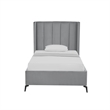 Posh Living Kam Upholstered Velvet & Wood Full Platform Bed in Light Gray