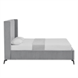 Posh Living Kam Upholstered Velvet & Wood Full Platform Bed in Light Gray