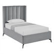 Posh Living Kam Upholstered Velvet & Wood Full Platform Bed in Light Gray