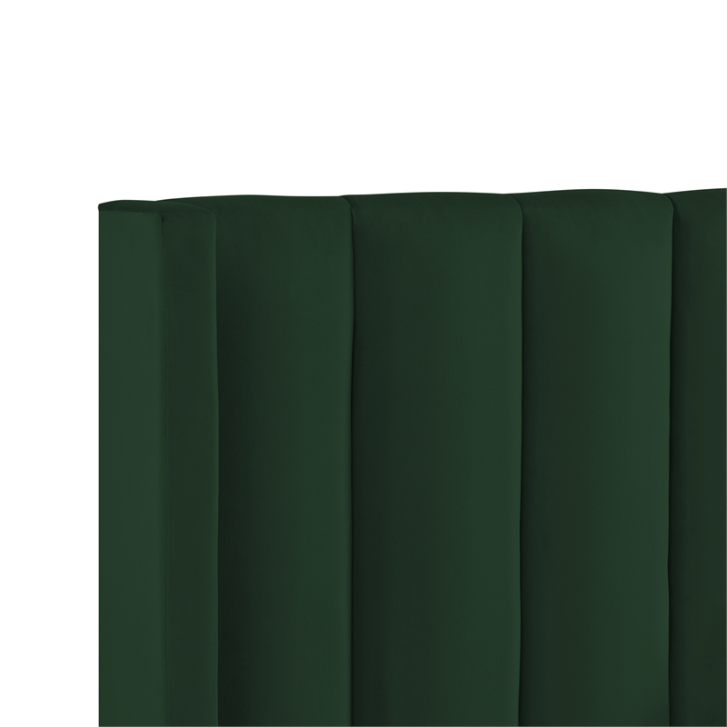 Posh Living Kam Upholstered Velvet & Wood Twin XL Platform Bed in Green