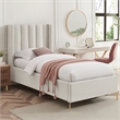 Posh Living Kam Upholstered Linen & Wood Full Platform Bed in Light Beige
