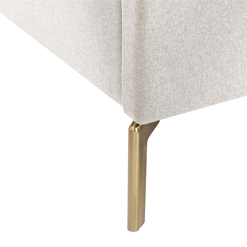 Posh Living Kam Upholstered Linen & Wood Queen Platform Bed in Light Beige
