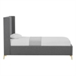 Posh Living Kam Upholstered Linen & Wood Full Platform Bed in Gray