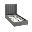 Posh Living Kam Upholstered Linen & Wood Full Platform Bed in Gray