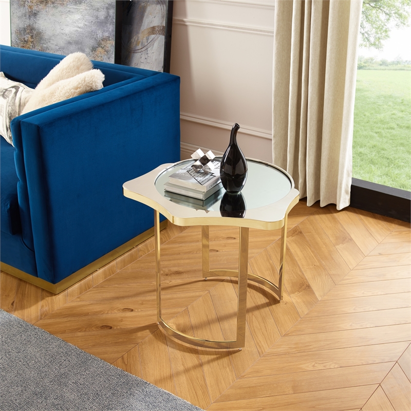 Posh Living Lamiyah End Table Gold With Mirrored Top