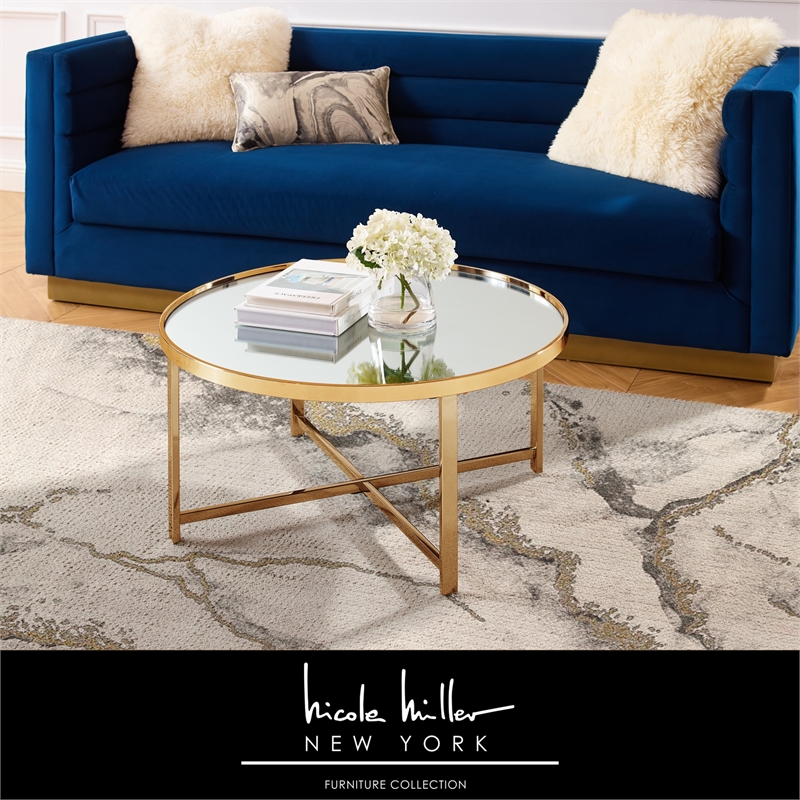 Posh Living Leiah Coffee Table Gold With Mirrored Top
