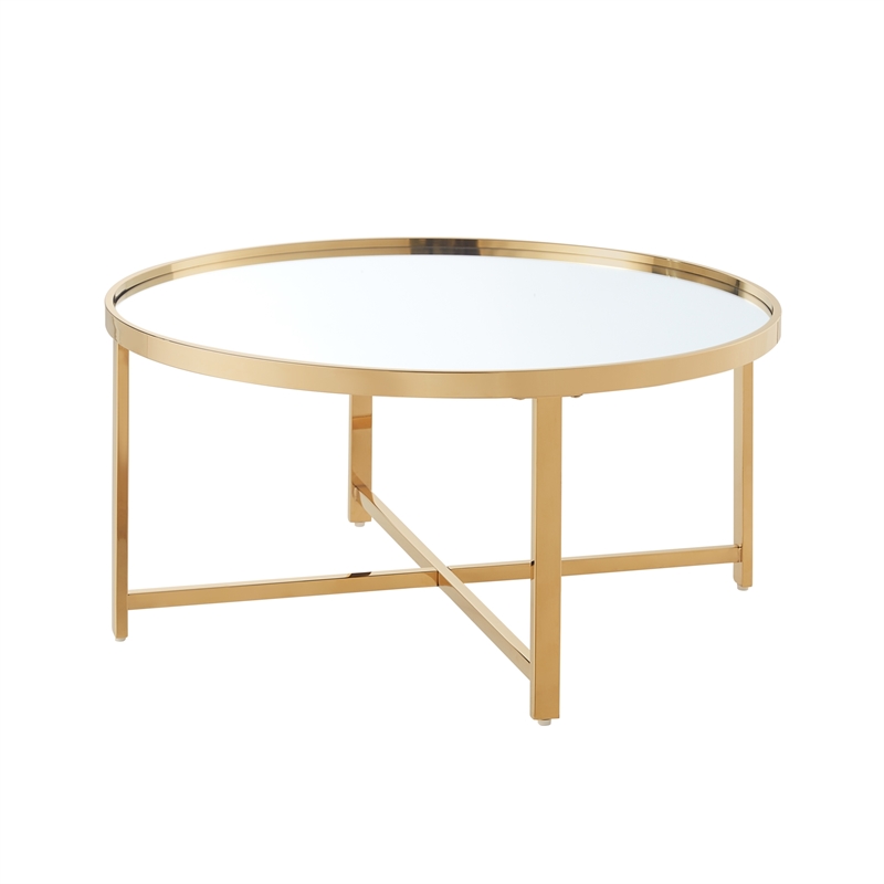 Posh Living Leiah Coffee Table Gold With Mirrored Top