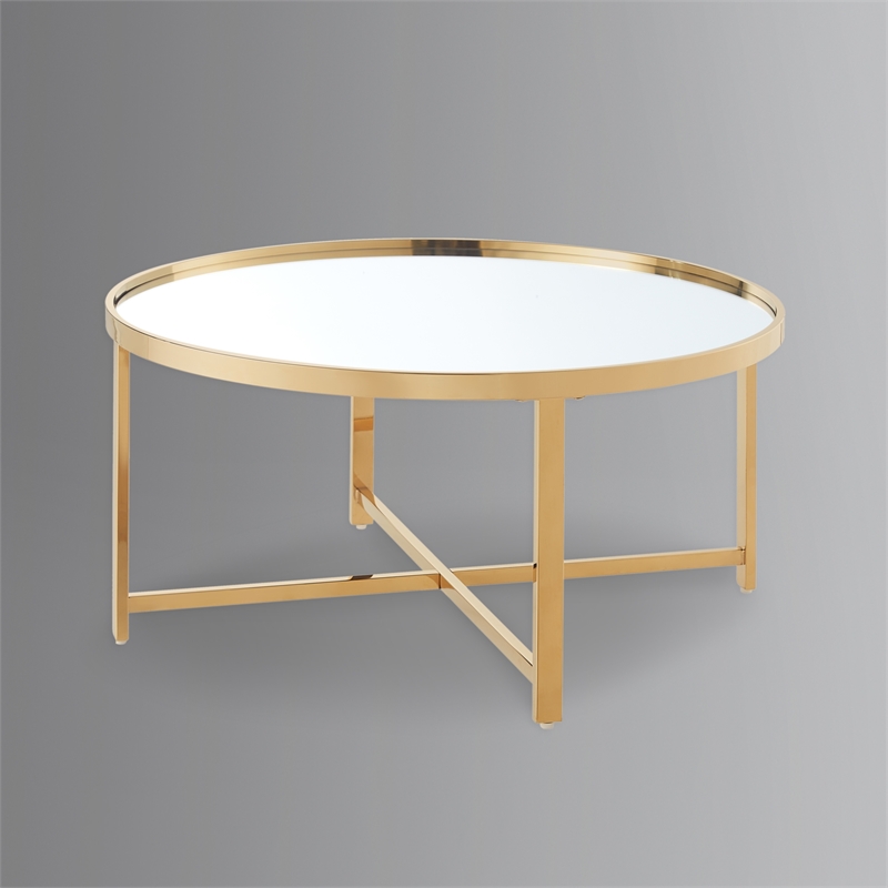 Posh Living Leiah Coffee Table Gold With Mirrored Top