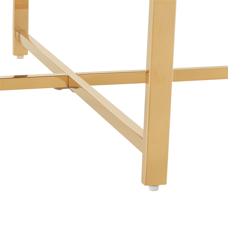 Posh Living Leiah Coffee Table Gold With Mirrored Top