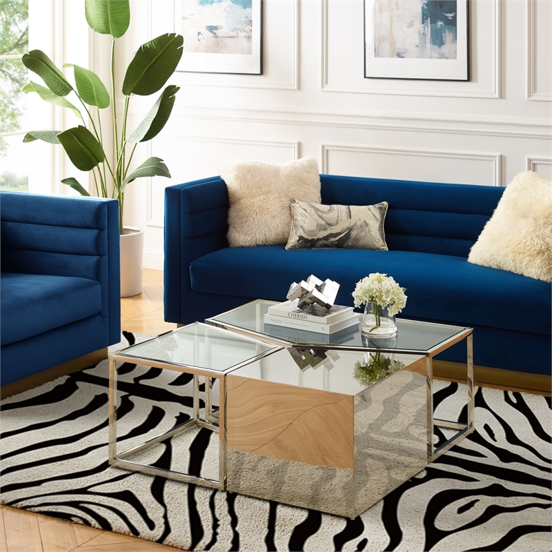 Posh Living Kristy 3 Pieces Coffee Table Chrome