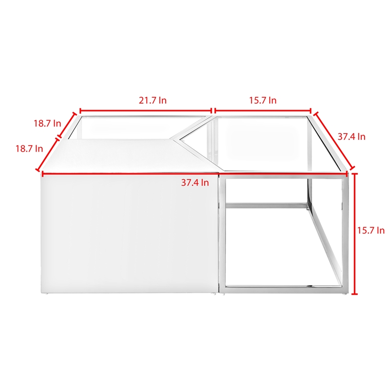 Posh Living Kristy 3 Pieces Coffee Table Chrome