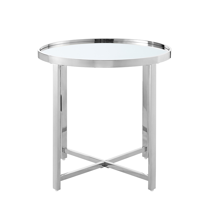 Posh Living Leiah Cross Legs End Table Chrome